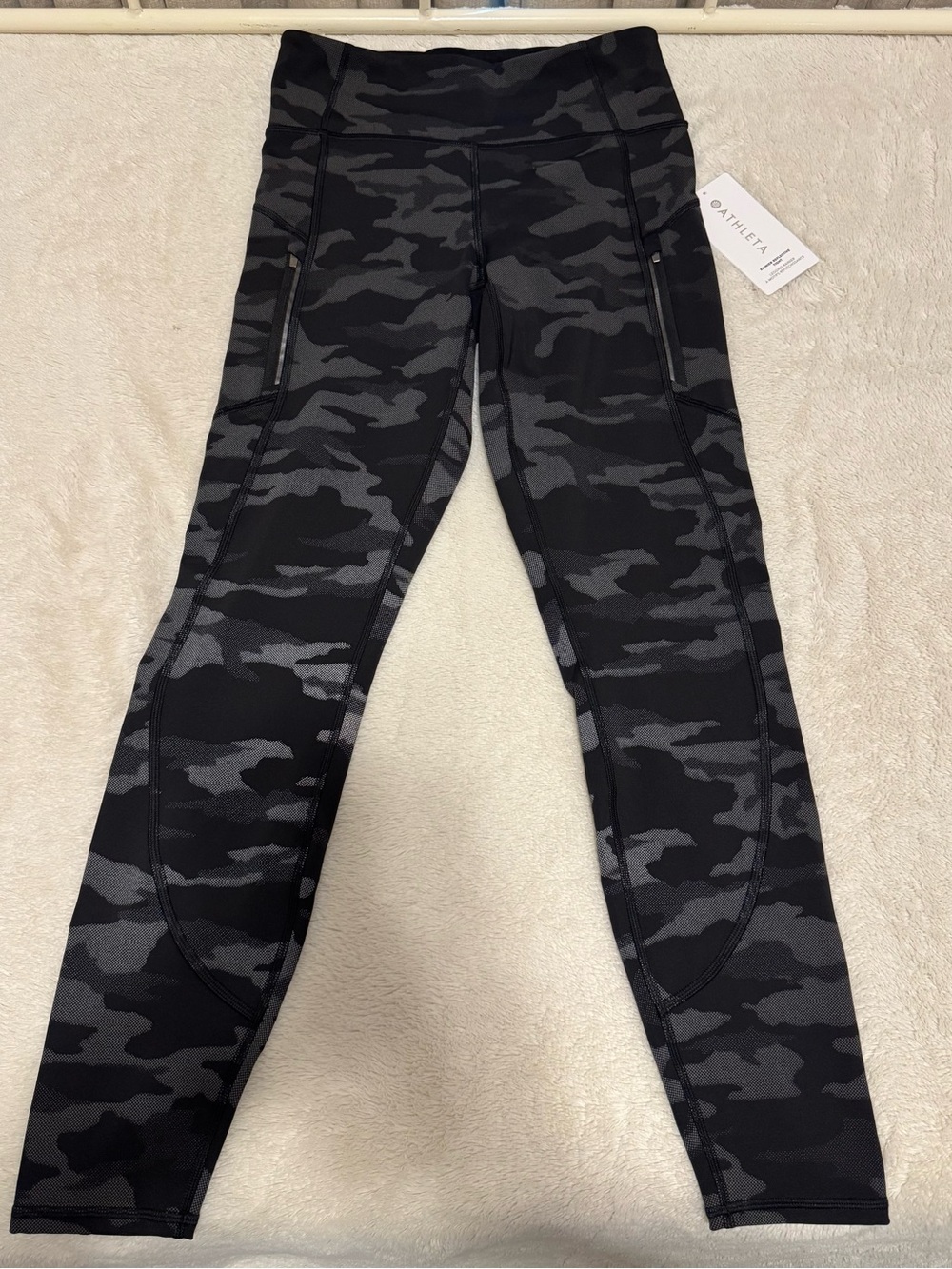 Athleta Black and Gray Camo High-Rise Pocket Leggings